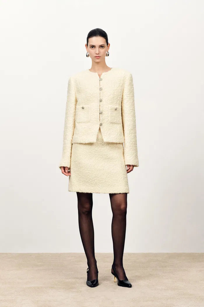 Grasse Textured Boxy Jacket in Boucle Wool Alpaca