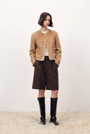 Glynnis Reversible Boxy Cropped Jacket in 100% Wool Pile