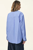 Blair Hemd mit kontrastierendem Kragen, gestreiftem Denim-Patchwork aus Baumwoll-Popeline