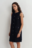 Cecilia Sleeveless Dress in Raw Denim
