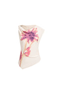Olivia Floral Print Cowl Neck Drapey Sleeveless Top in Light Chiffon