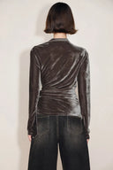 Top con nudo Selene en terciopelo elástico