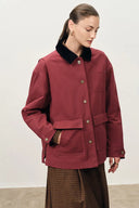 Georgia Corduroy Collar Quilted Jacket in Cotton Twill