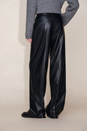 Iris Quilted Contrast Stitching Pants in Faux Leather