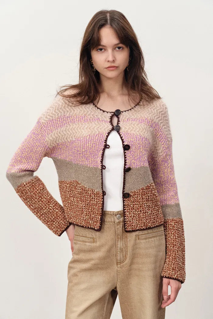 Van Buren Irregular Gradient Knit Cardigan in Merino Wool