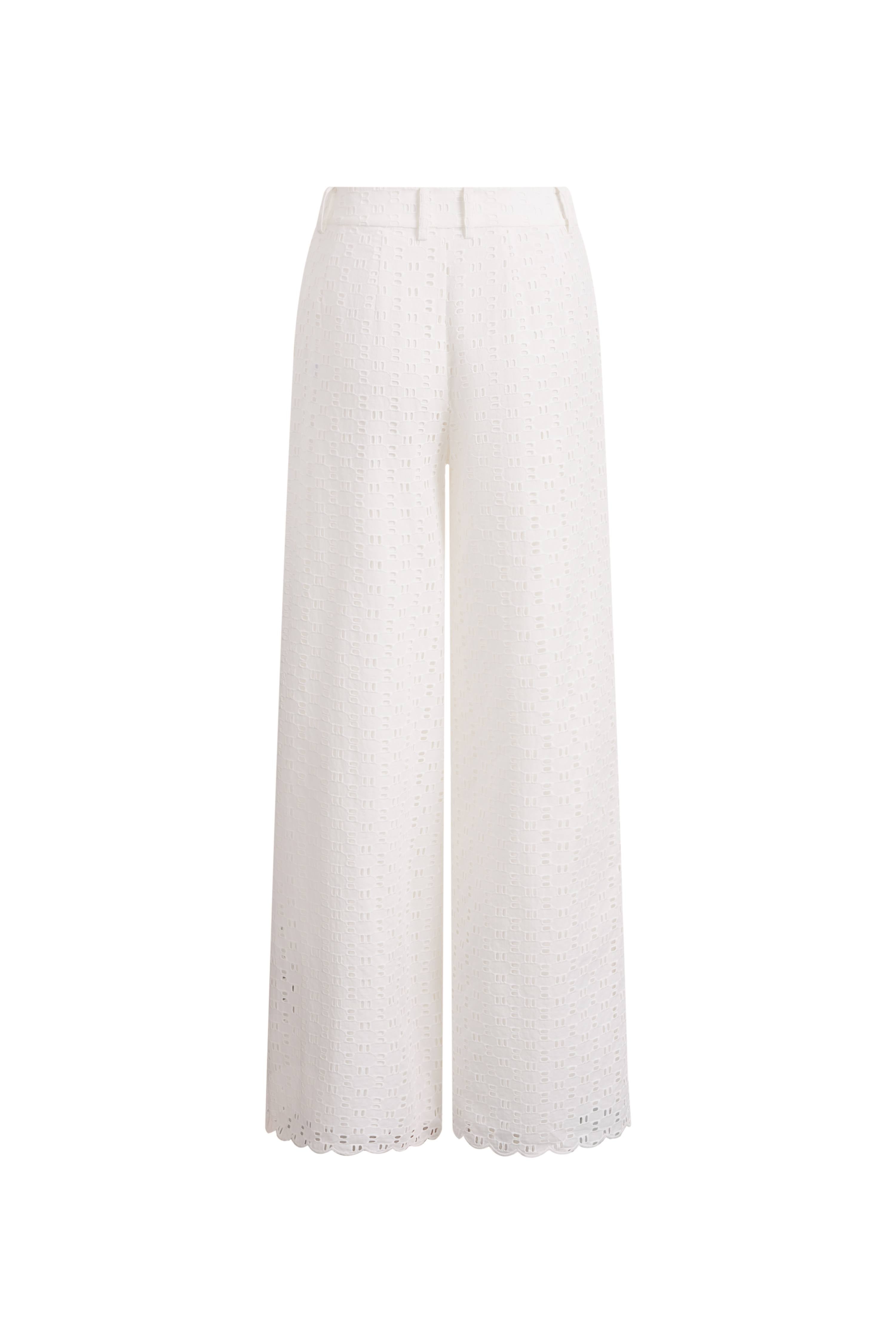 Eliana Cutwork Embroidery Wide Leg Pants in Cotton – fbrq.com