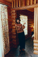 Léa Cuffed Contrast Plaid Denim Jeans in Raw Denim