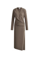 Vestito Soren drappeggiato con scollo a V e incrocio in maglia elasticizzata