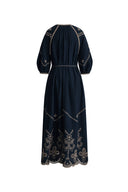 Antonia Embroidered Robe Dress in Linen Blend