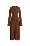 Clara Waxed Cord Belt Bell Sleeve Maxi Dress in Merino Wool Knit fbrq.com Clara Waxed Cord Belt Bell Sleeve Maxi Dress in Merino Wool Knit fbrq.com