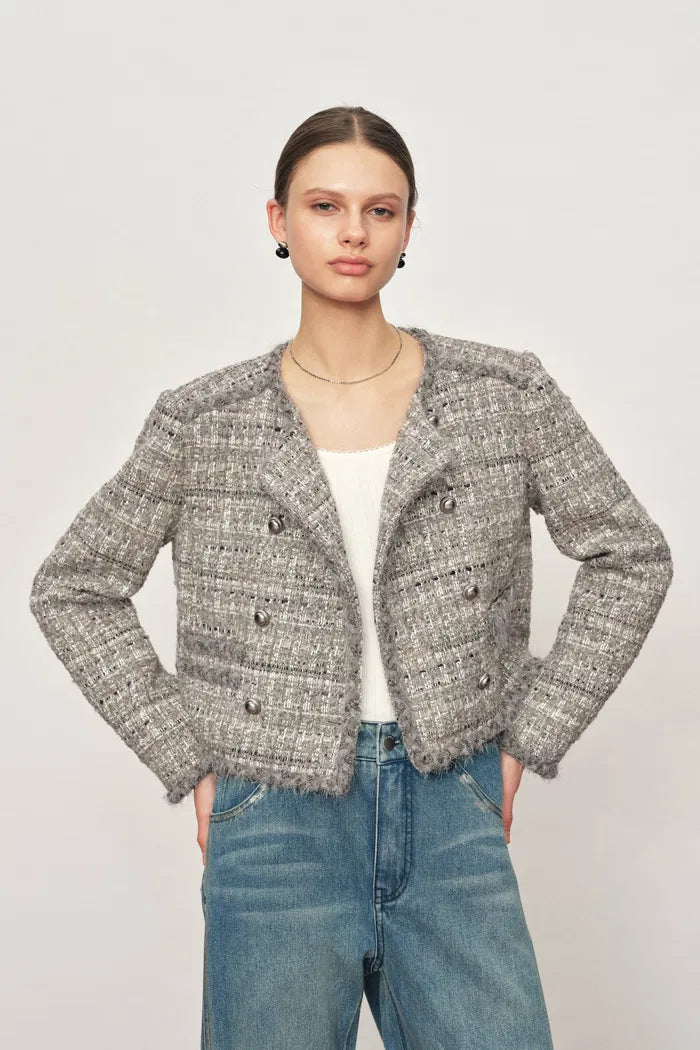 Pensée Double-Breasted Jacket in Lurex Tweed