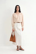 Karina Handcrafted Camellia Ruffled Blouse in Silk Blend