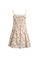 Sarah Handpainted  Waterlily Square Neck Sleeveless Short Cami Dress in Cotton