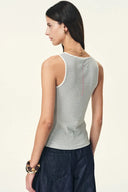 Skye Striped U Neck Racerback Tank Top in Soft Stretch Knit