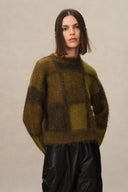 Sibton Checked Cropped Pullover in Baby Alpaca Blend Knit