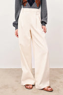 Asher Half Elastic Wide Leg Pants in Corduroy Cotton