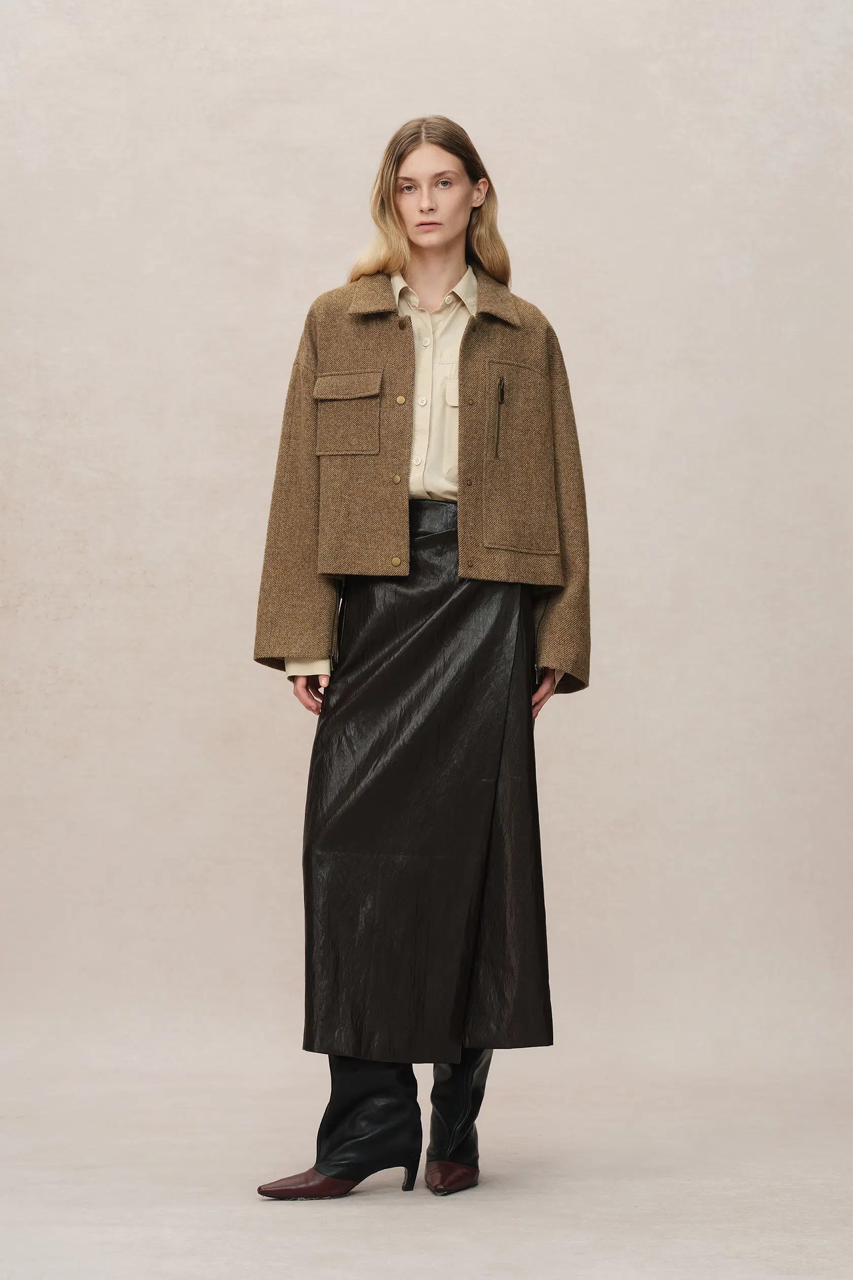 Lily Woolen Short Coat Midweight Wool Twill