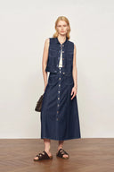 Completo Top Gilet e Gonne Coordinati Sloane in Denim Tencel in Denim Leggero di Cotone