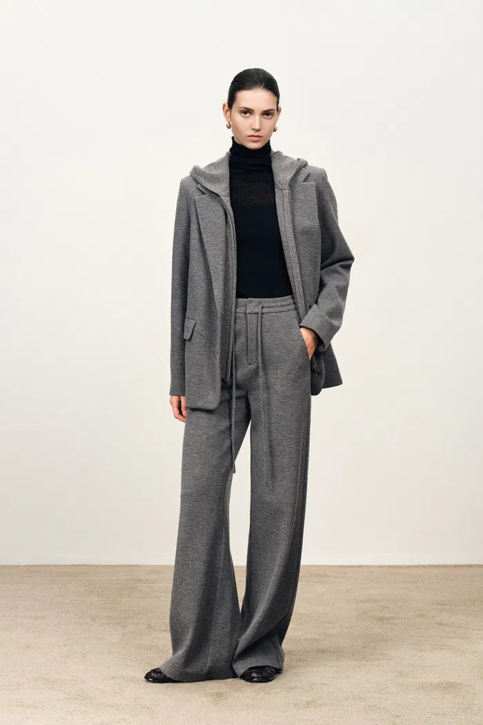 Avery Layered Look Hoodie Blazer in Merino Wool