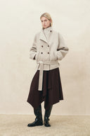 Asa Belted Low Waist Cropped Coat in Wool Blend