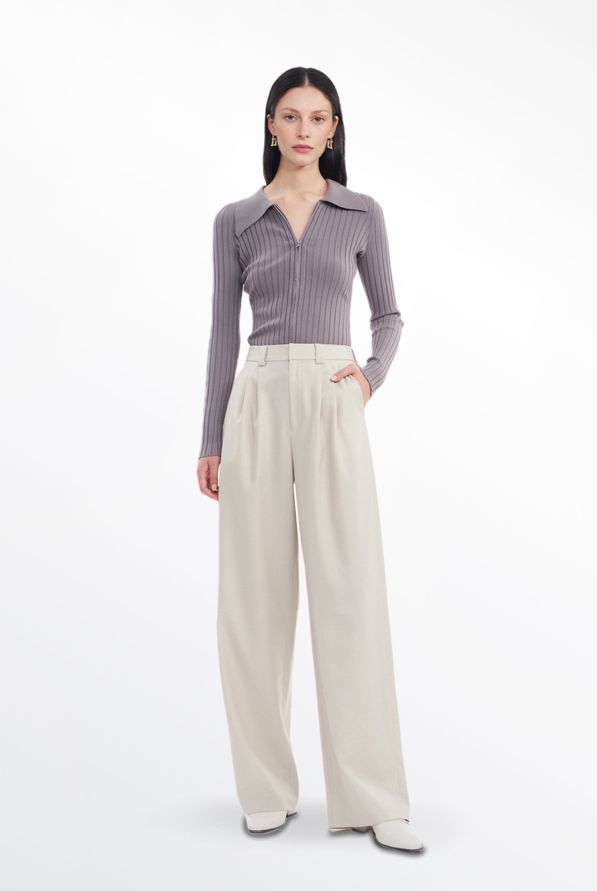 Mera Pleated Trousers in Worsted Wool