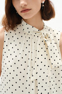 Top sans manches Elen à col halter à pois en soie mûrier