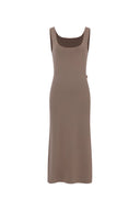 Hera Wide Sleeveless Strap Dress in Stretch Yarn Knit