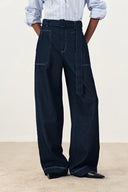 Pantalones Cargo Flania en Denim de Algodón