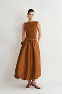 Cindy Bubble Dress in Tencel Merino Knit and Silk Wool Satin