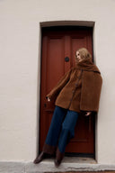 Carla Reversible Scarf Short Fur Coat in Merino Wool with Faux Suede