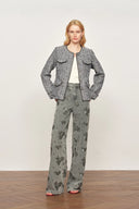 Veste en tweed col rond Deauville à bordure tissée main en bouclé français