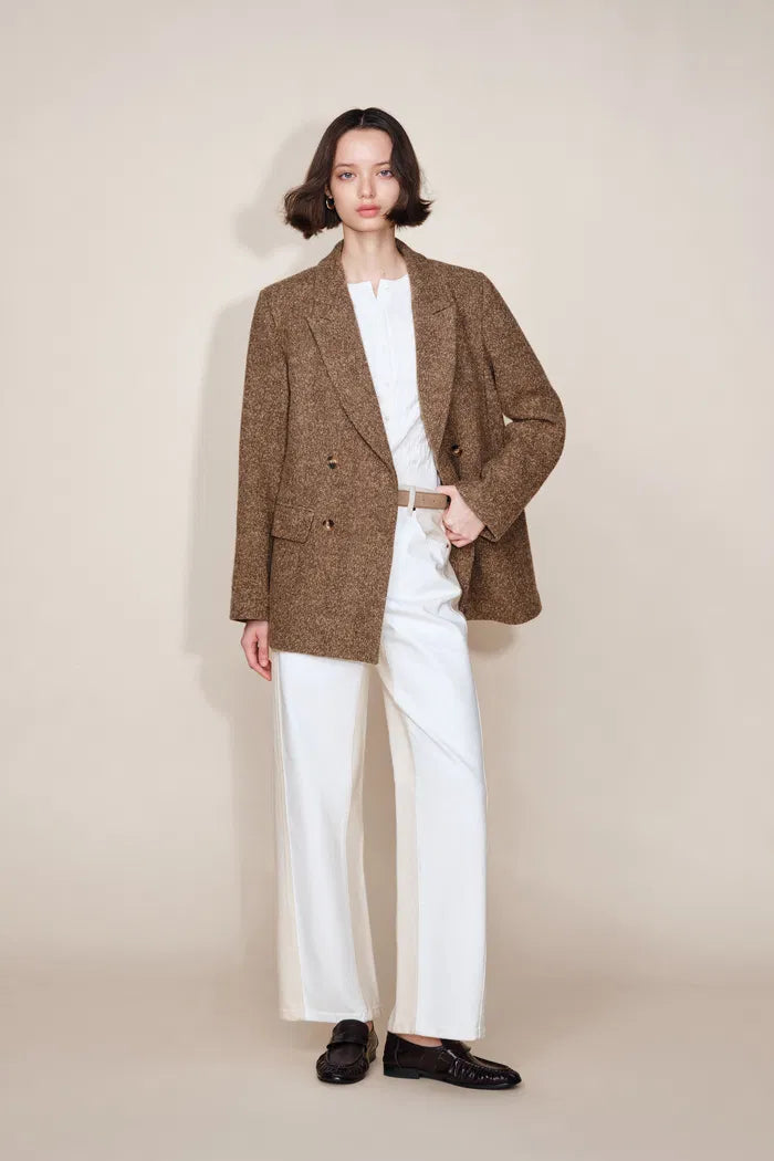 Ginevra White Colorblock Jeans in Cotton Denim