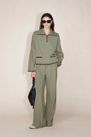 Sudadera con cremallera y solapa con ribete en contraste Jane en algodón