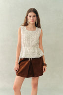 Zane Open Knit Drawstring Top in Cotton