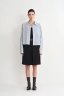 Camisa a rayas con cuello afilado Cynthia en algodón premium