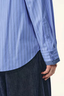 Blair Hemd mit kontrastierendem Kragen, gestreiftem Denim-Patchwork aus Baumwoll-Popeline