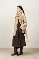 Carla Reversible Detachable Scarf Coat in Merino Wool