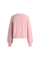 Cersei Hand Work Henley Cable Pattern Sweater in Merino Wool