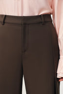 Pantalones Deportivos Emma de Pierna Recta con Pliegues en Traje Fino de Lana