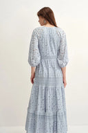 Vestido midi Nora de punto abierto con encaje