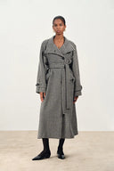 Saki Reversible Long Coat in Merino Houndstooth