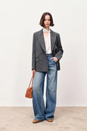 Blazer Ava con cuciture a contrasto lavorate a mano in lana merino australiana