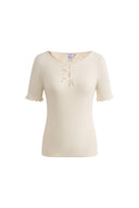 Iris Wool Base Layer Top in Sheep Wool Knit