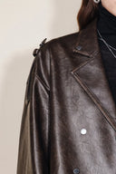 Levante Brushed Faux Leather Crop Biker Jacket in Faux leather