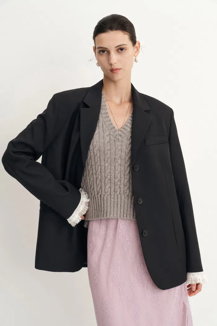 Eleanor Lace Cuff Blazer in Ultrafine Australian Wool