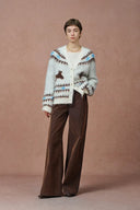 Elva Christmas Pony Knit Cardigan in Merino Mohair Multi-Yarn Knit