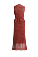 Grazia Heart Shaped Openwork Sleeveless Top and Skirt Set in Linen Blend