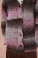 Cara Asymmetric Gradient Striped Cardigan in Space-Dyed Mohair