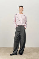 Aria Hand Beaded Sweater in Wool-Silk Blend