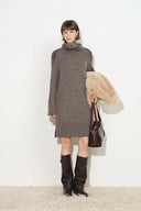 Kendra Hand Embroidery Vine Jacquard Dress in Alpaca Blend